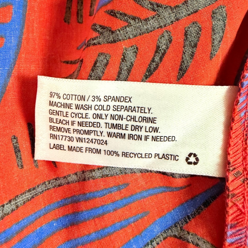 NEW Alexis For TargetRed Blue Tropical Leaf Print Button Front Midi Dress XS - Picture 10 of 10